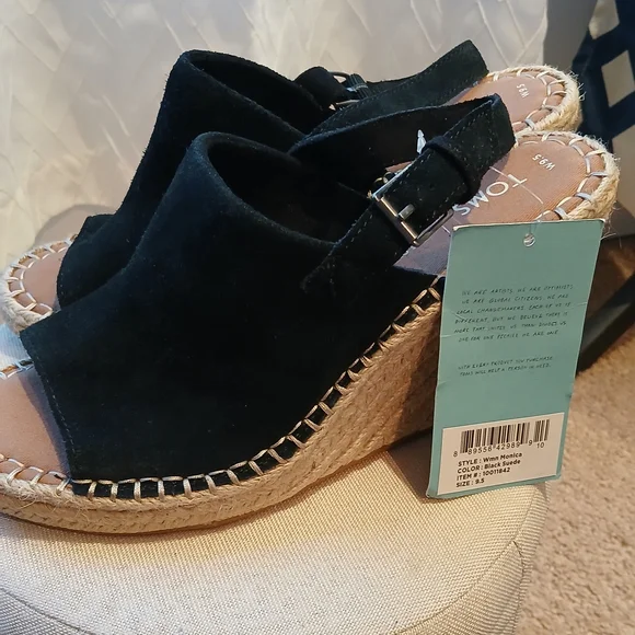 Toms Black Espadrille Wedge Slingback Sandal - Women - Picture 2 of 9